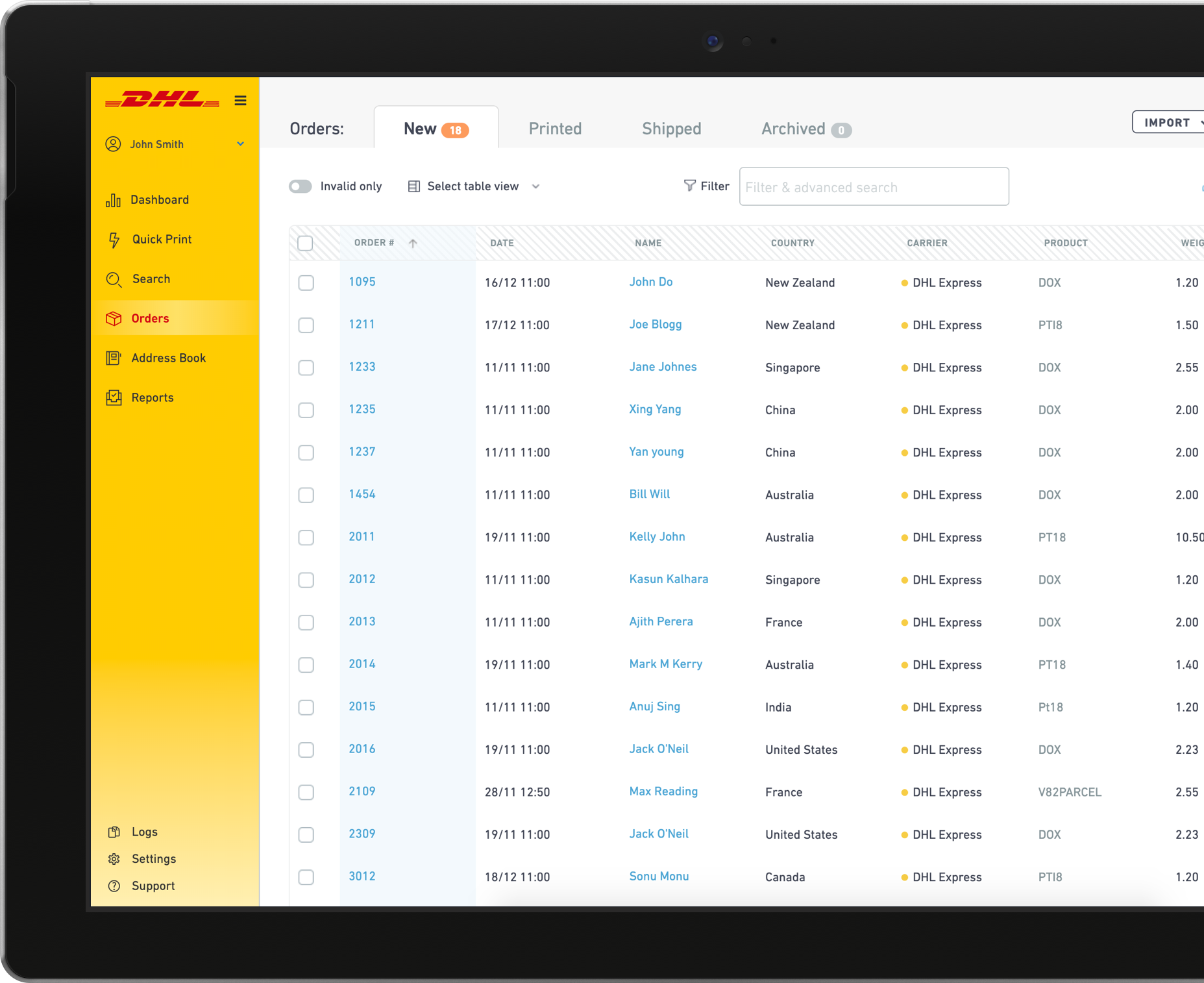 Отправить телефон через dhl